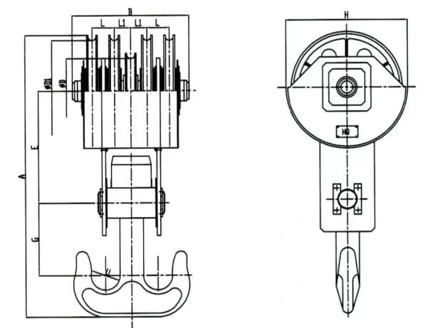 forged crane hook drawing