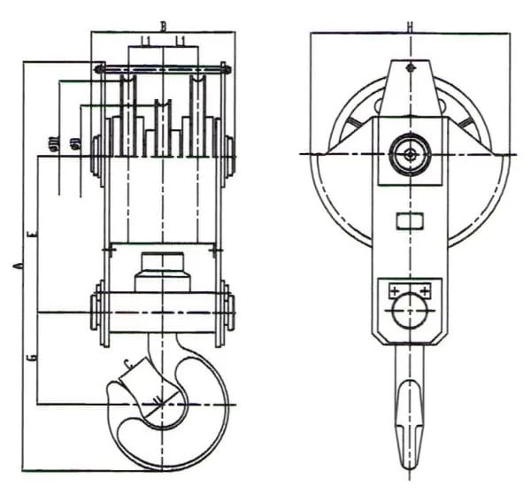 overhead crane hook drawing