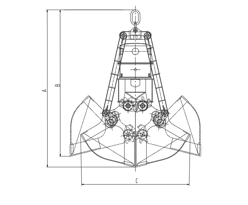Clamshell Grab Bucket Drawing